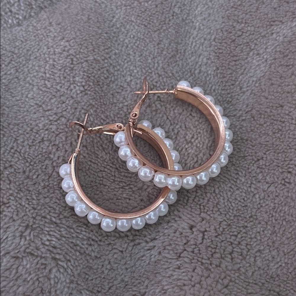 Elegant Pearl Hoop Earrings